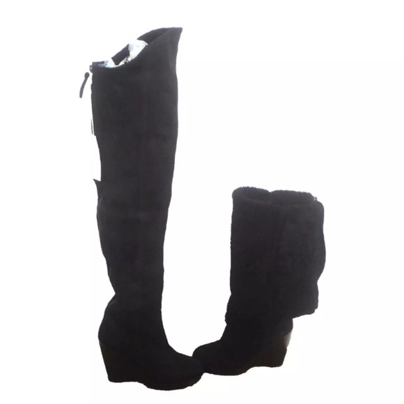 UGG Shoes - SOLD UGG Fiorentina Made In Italy Suede Thigh High Cuffable Wedge Heel Boots NIB